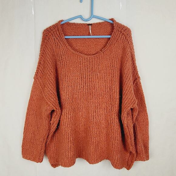 Free People rust orange wool angora oversized slouchy sweater Size small - Picture 1 of 8